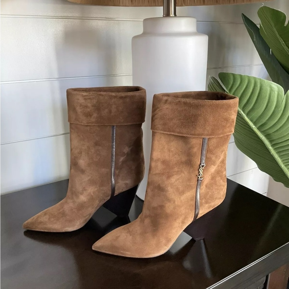 YSL Saint Laurent Liz 85 Suede Boots - Picture 2 of 12